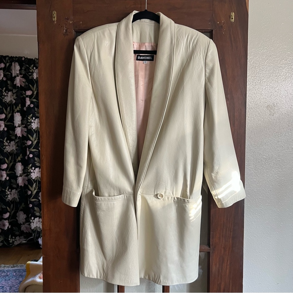 Davenel Leather Cream Blazer (S)